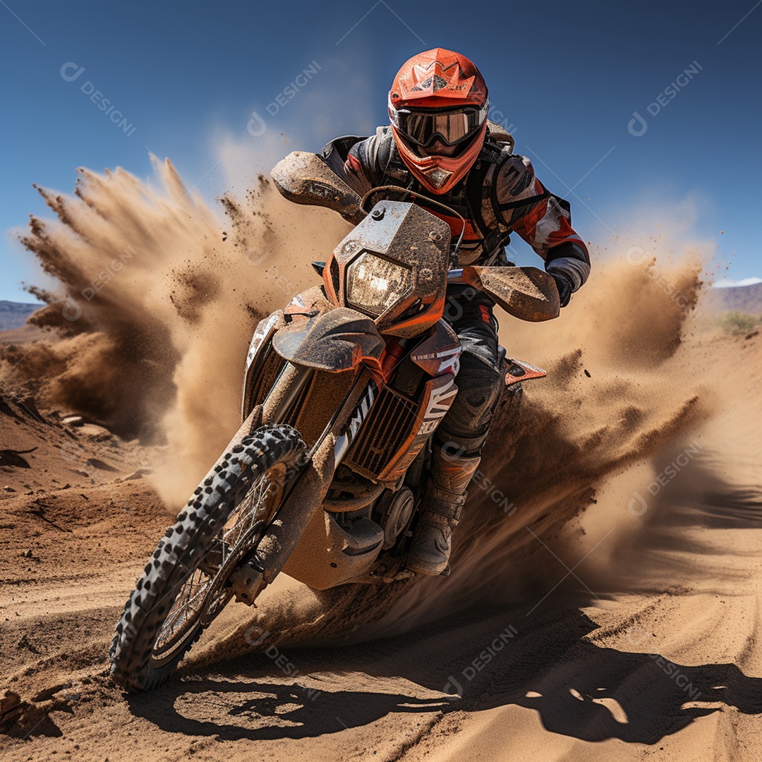 Homem pilotando moto de motocross