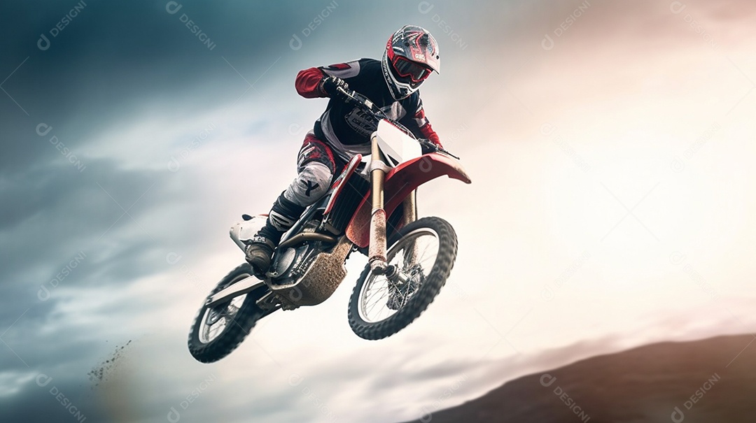 Homem pilotando moto de motocross