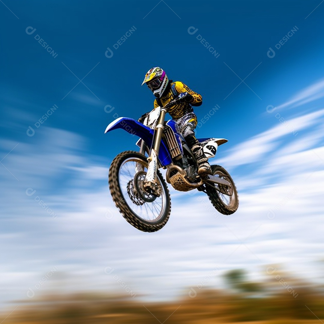 Homem pilotando moto de motocross