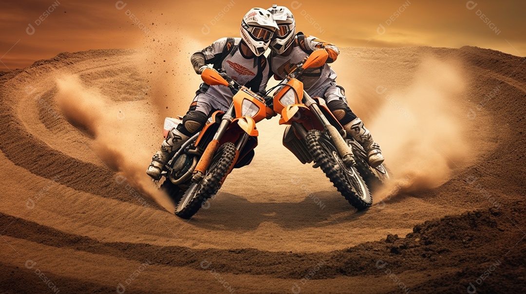 Homens pilotando moto de motocross