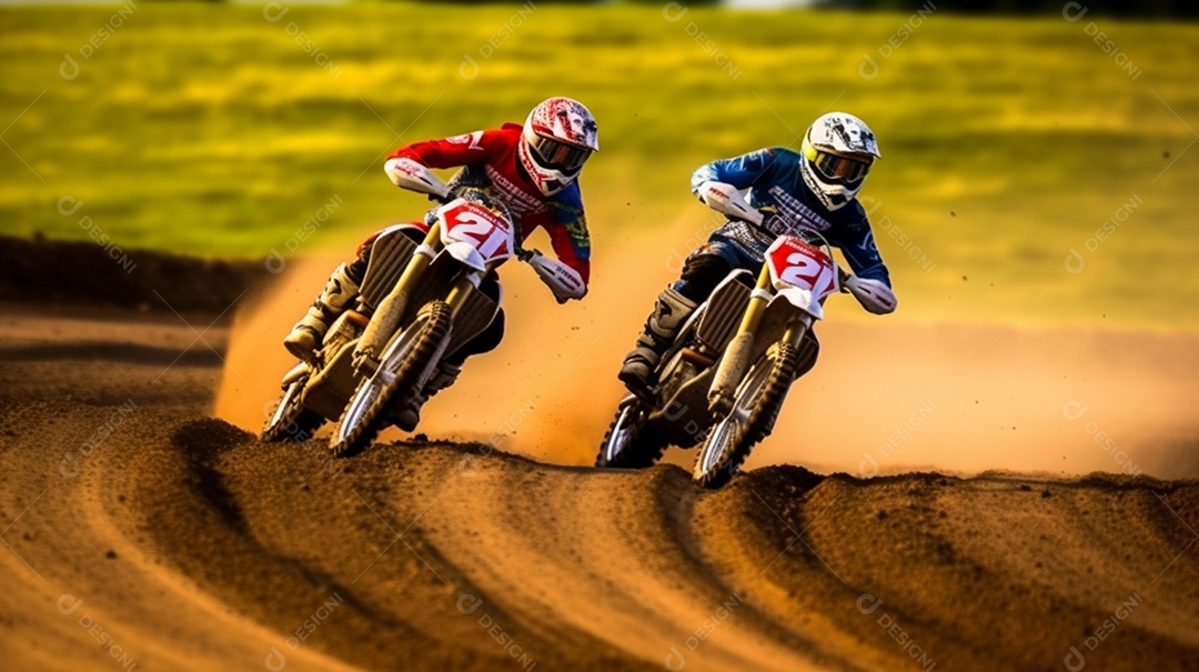 Homens pilotando moto de motocross