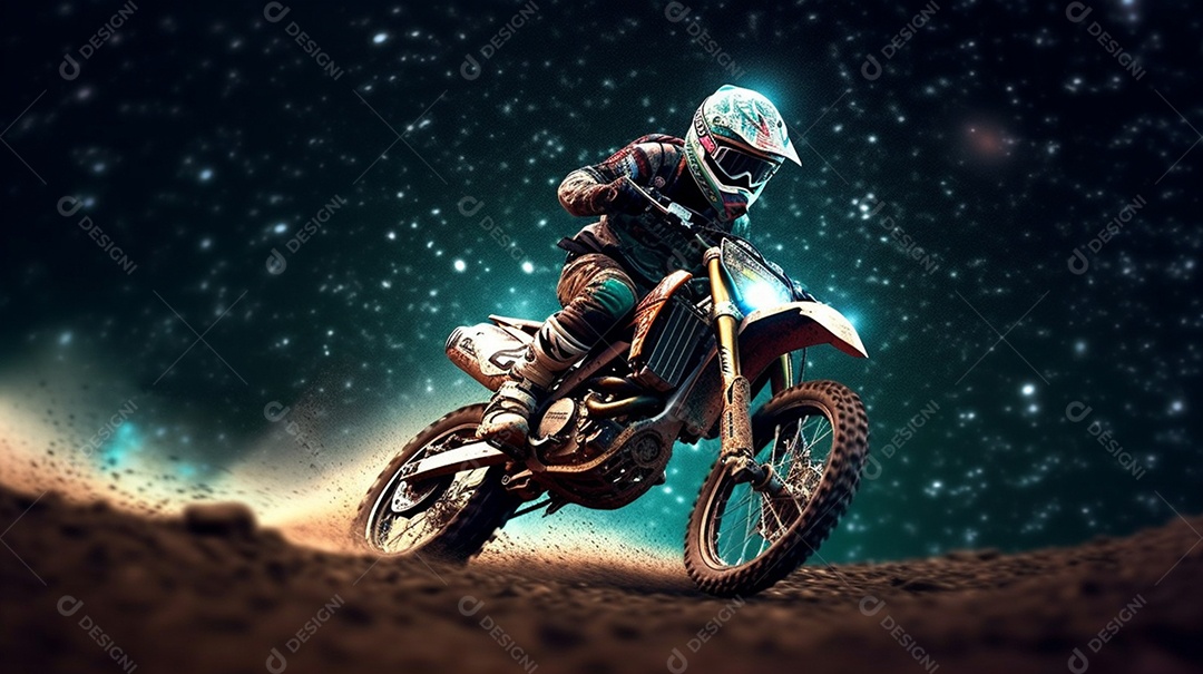 Homem pilotando moto de motocross