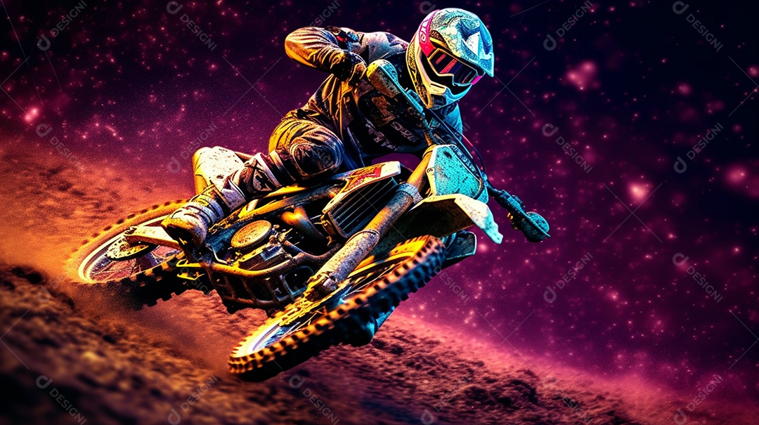 Homem pilotando moto de motocross