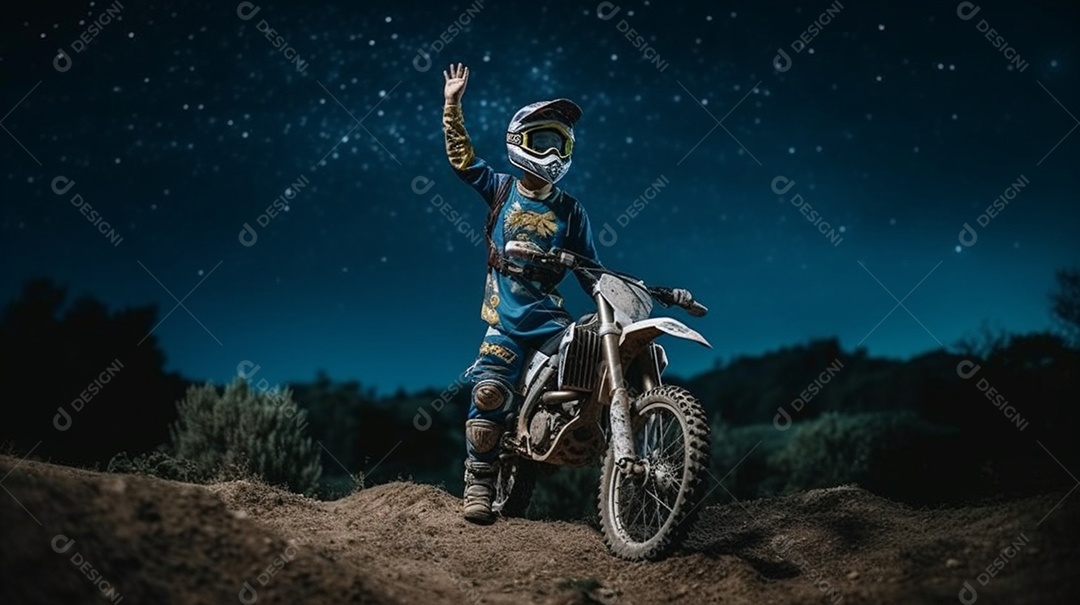 Homem pilotando moto de motocross