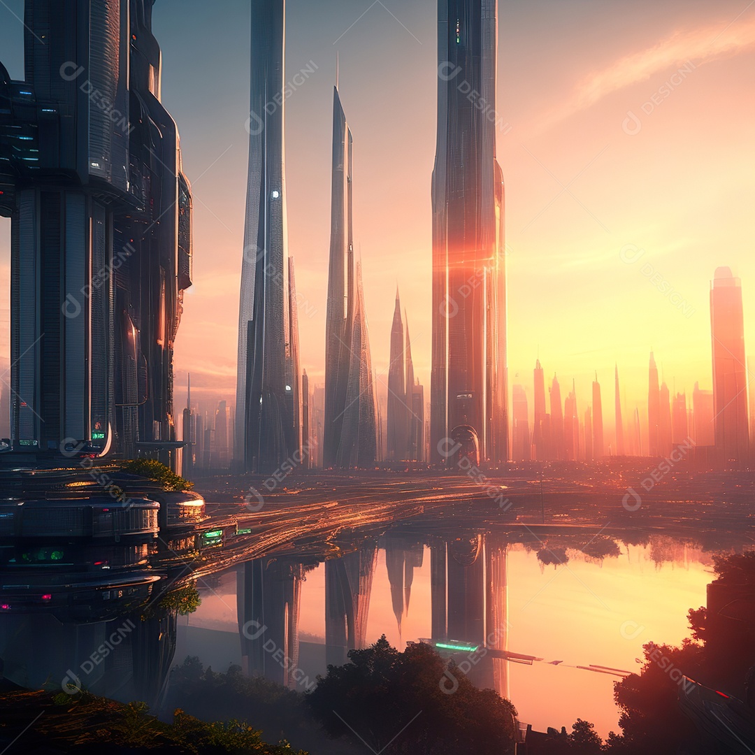 Imagem realista de cidade futuristica