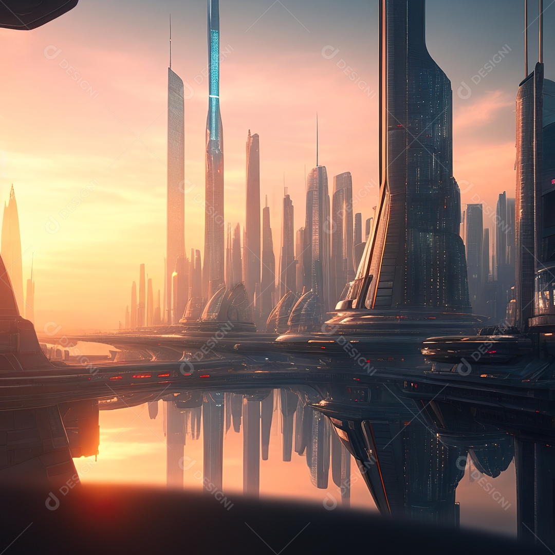 Imagem realista de cidade futuristica