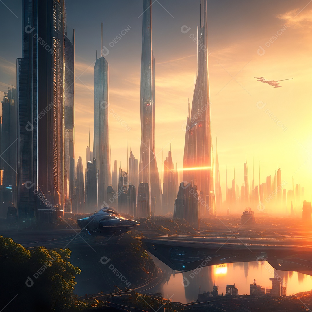 Imagem realista de cidade futuristica