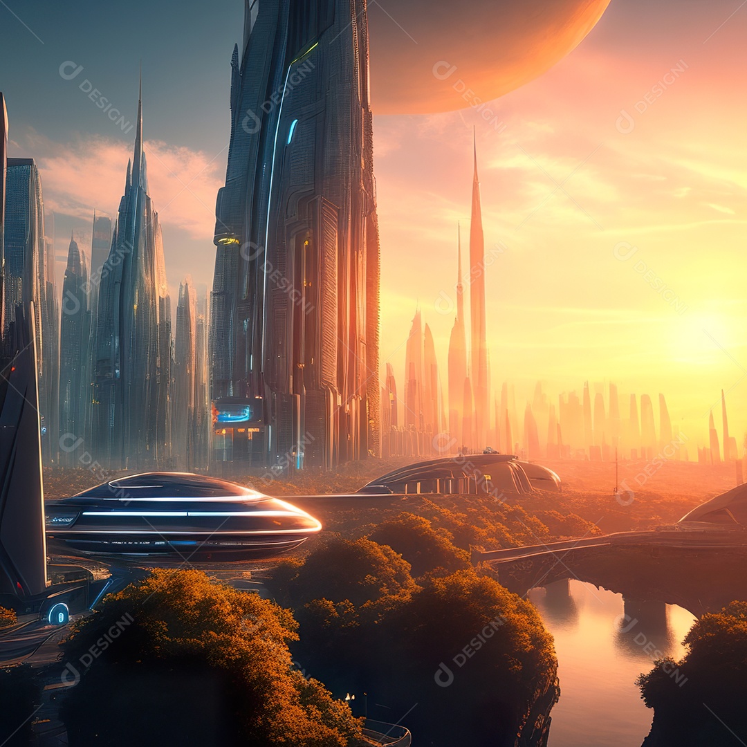 Imagem realista de cidade futuristica