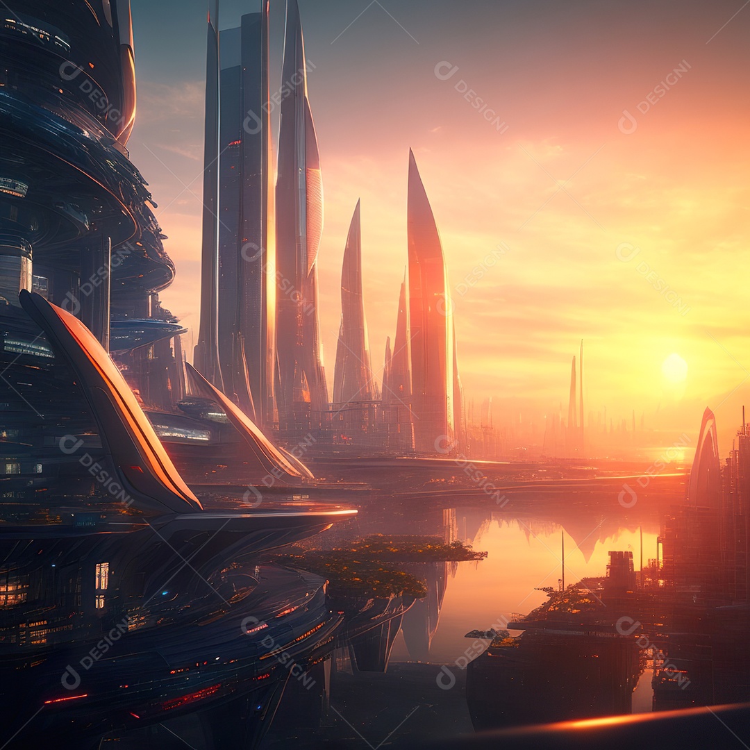 Imagem realista de cidade futuristica