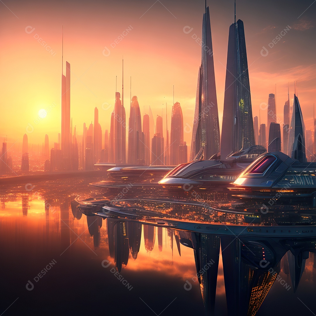 Imagem realista de cidade futuristica