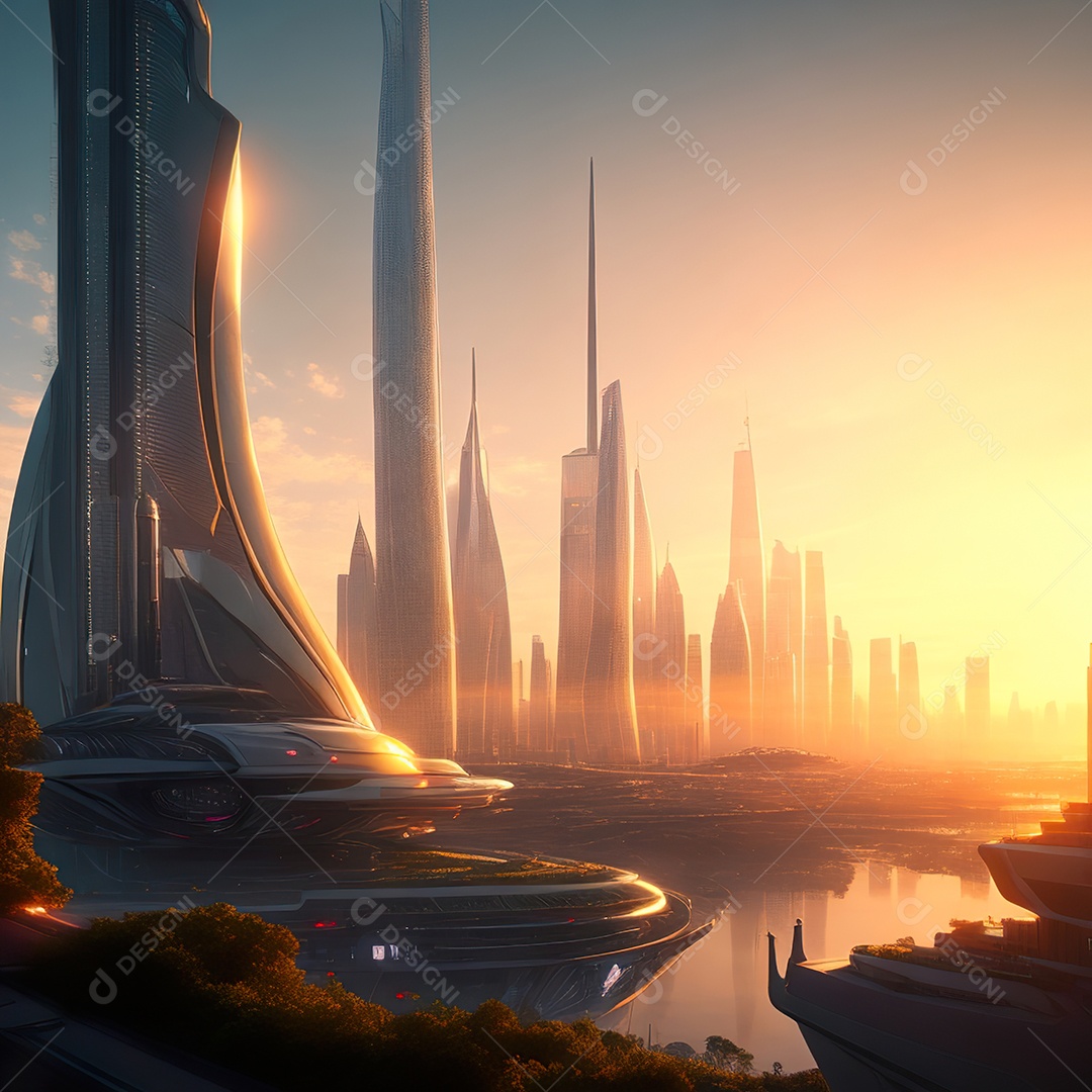 Imagem realista de cidade futuristica