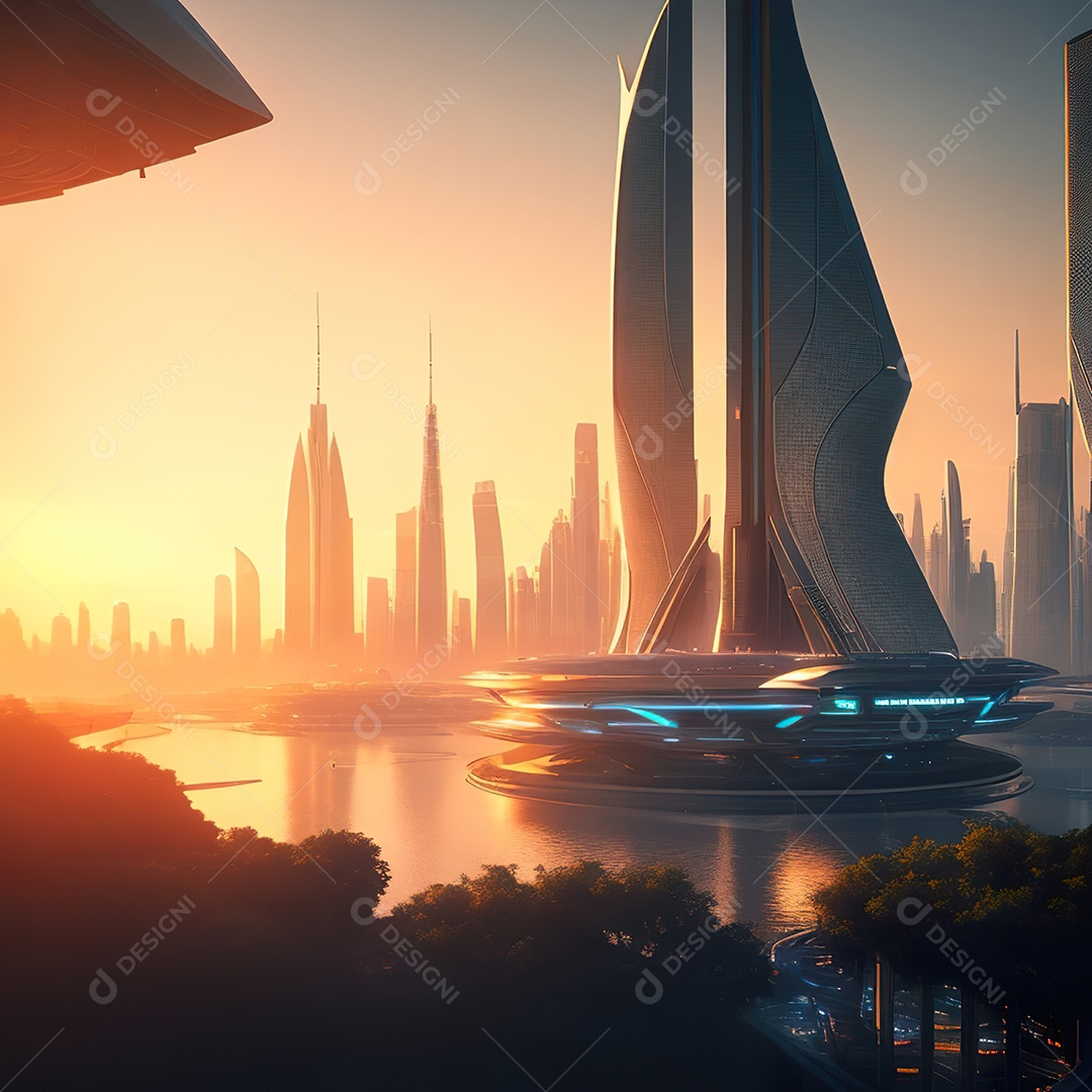 Imagem realista de cidade futuristica