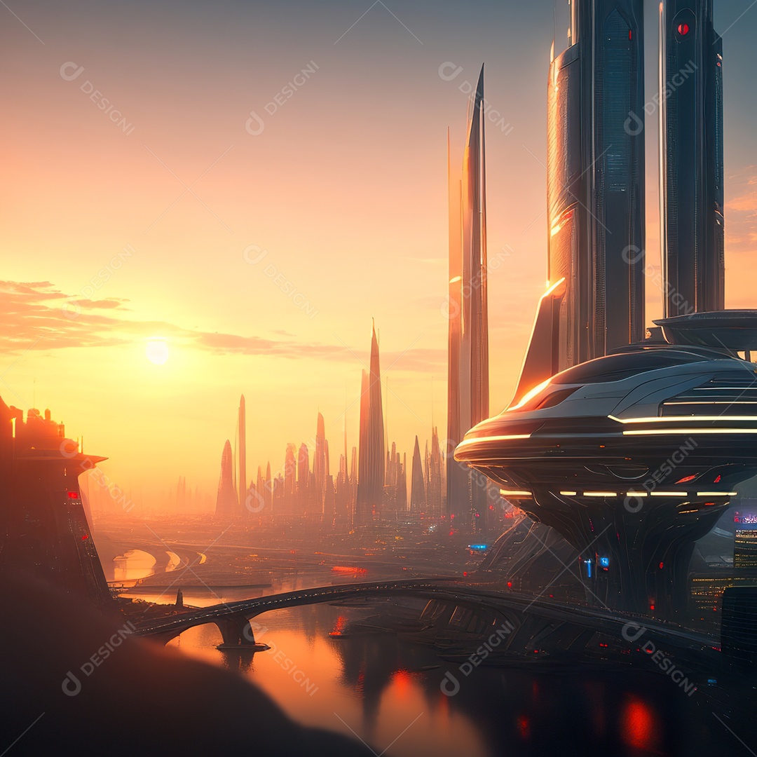 Imagem realista de cidade futuristica
