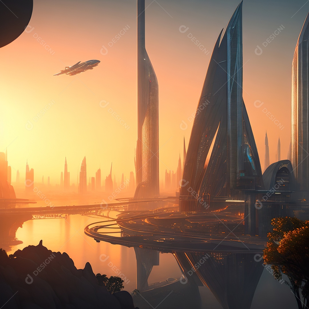 Imagem realista de cidade futuristica