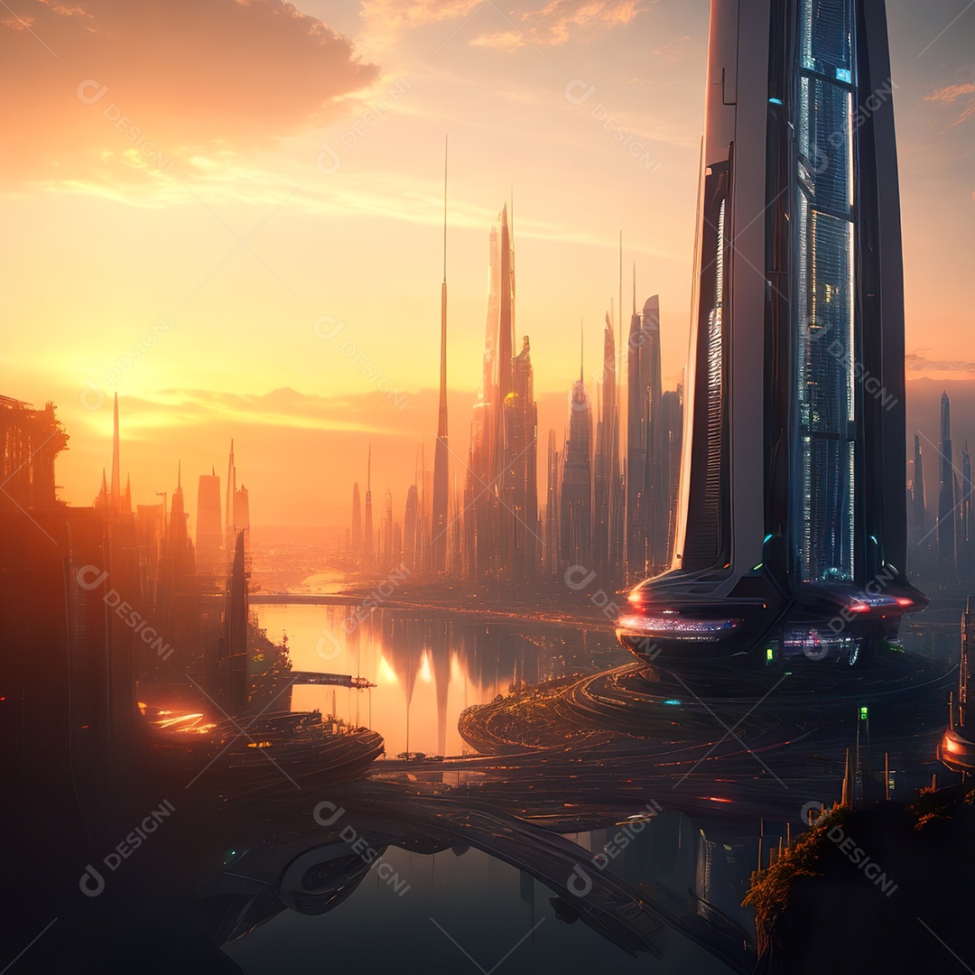 Imagem realista de cidade futuristica