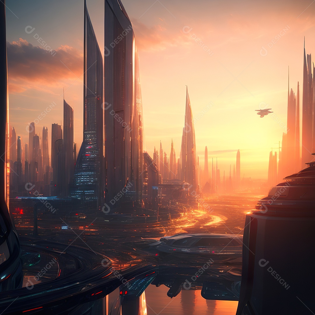 Imagem realista de cidade futuristica