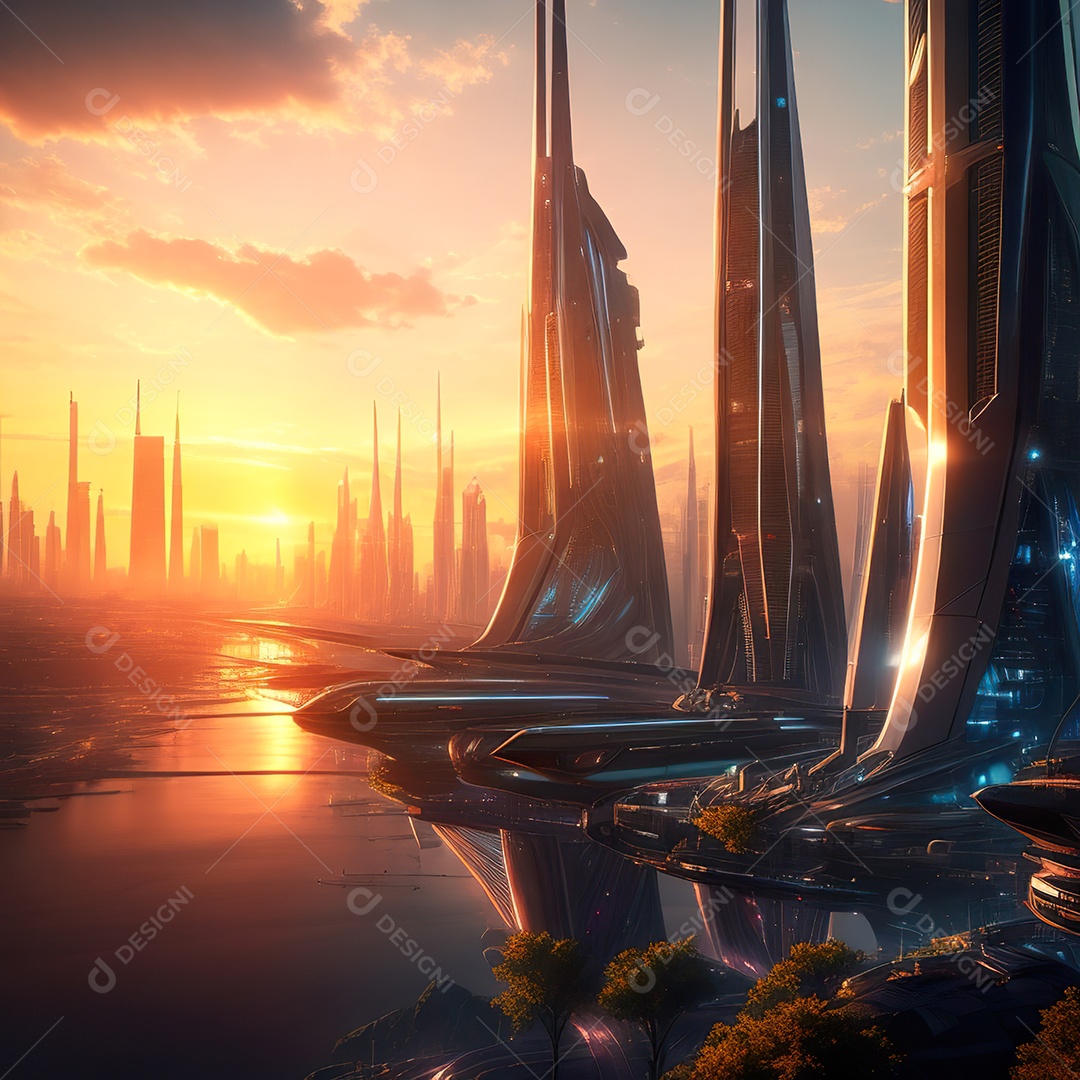 Imagem realista de cidade futuristica