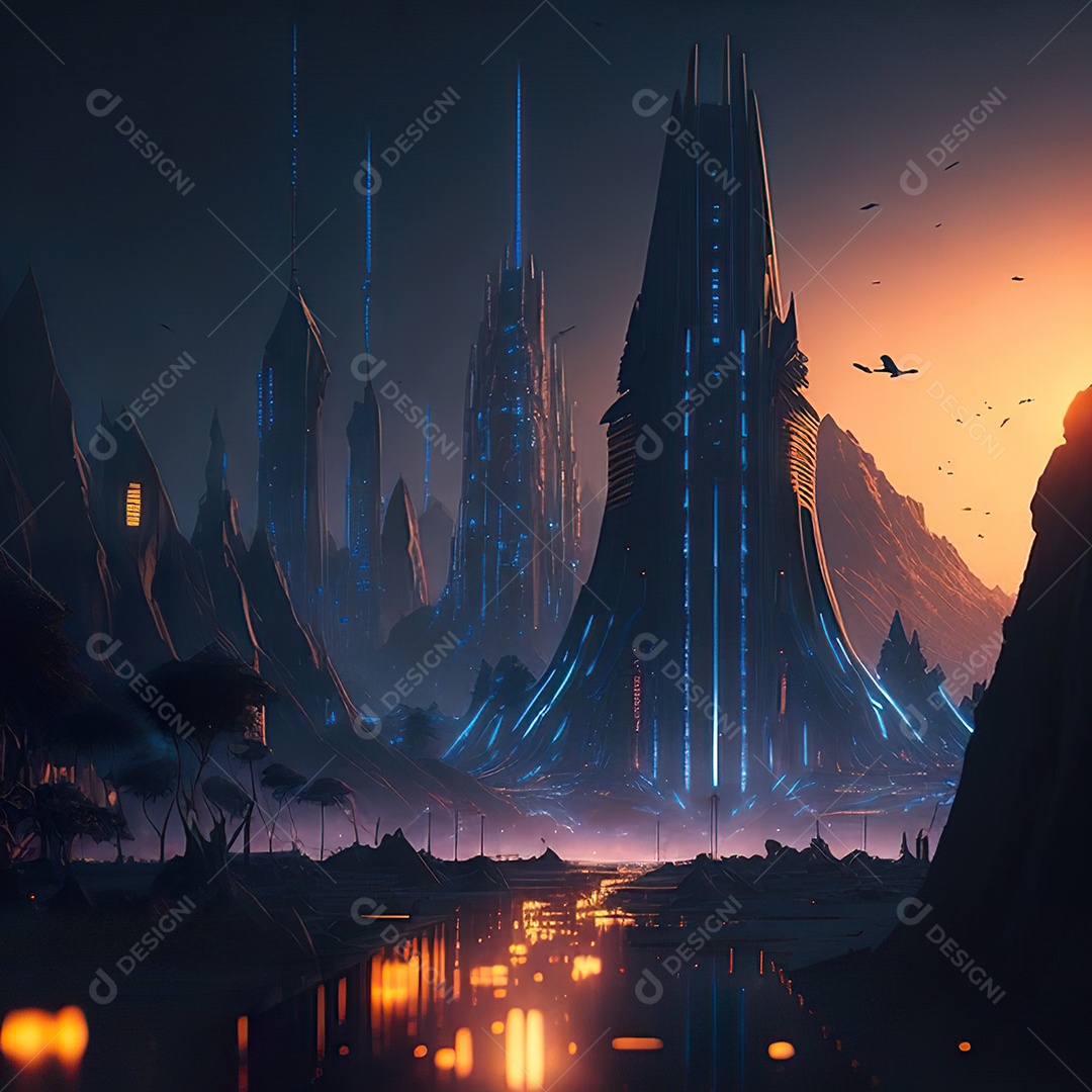 Imagem realista de cidade futuristica