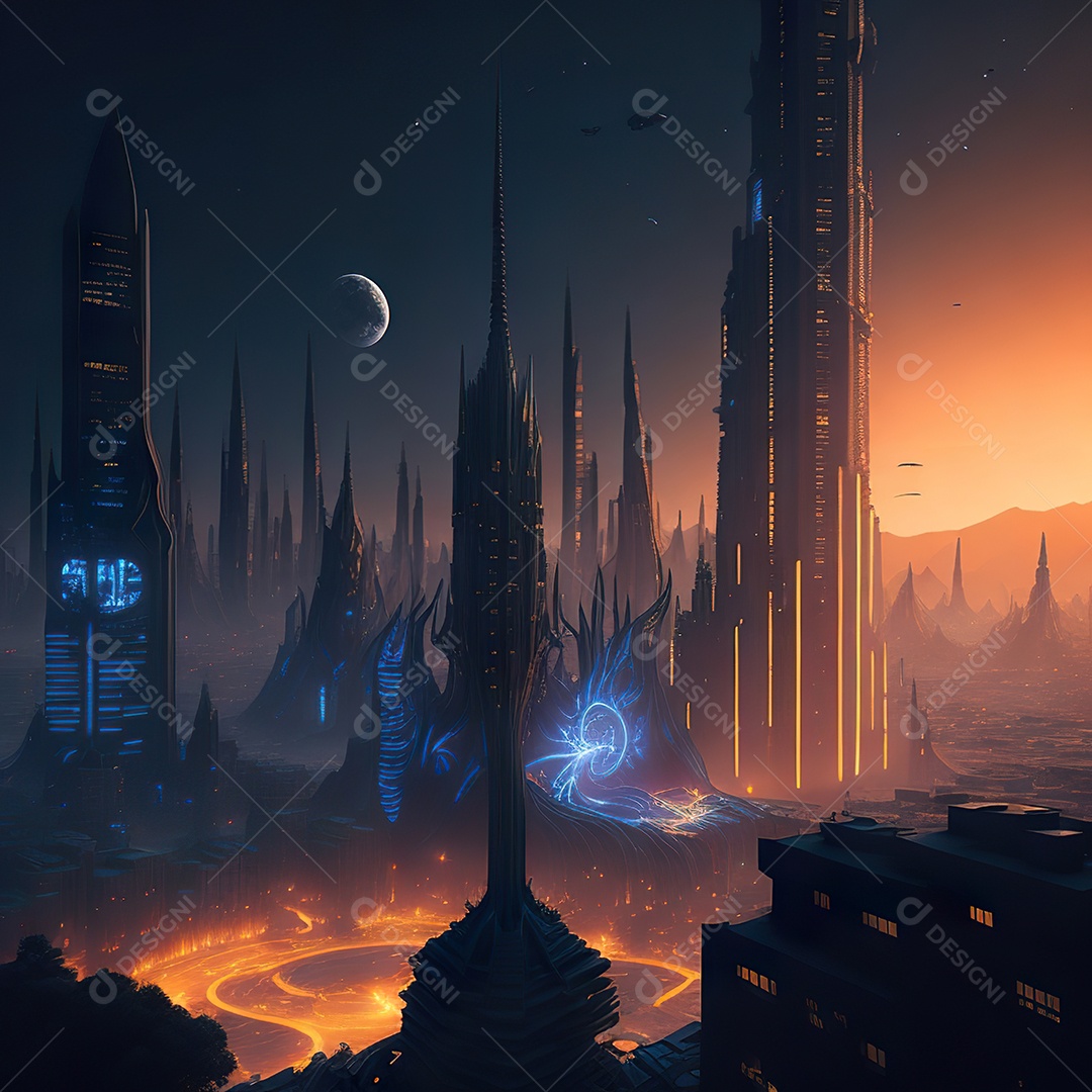 Imagem realista de cidade futuristica