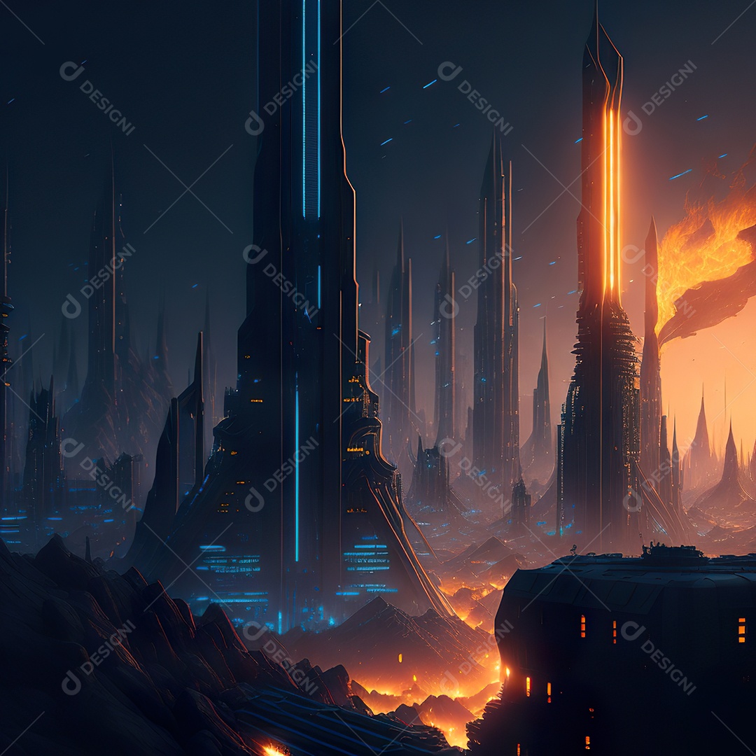 Imagem realista de cidade futuristica