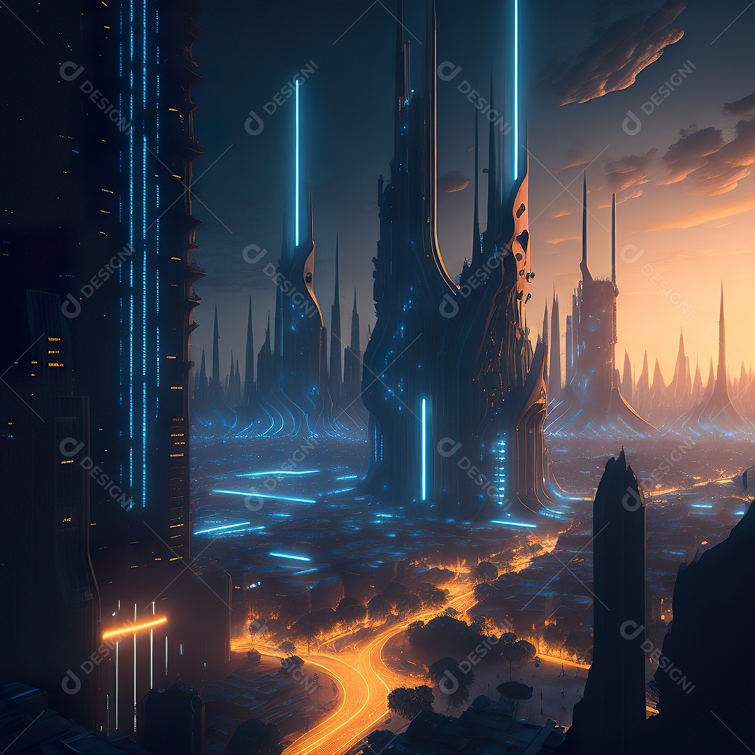 Imagem realista de cidade futuristica