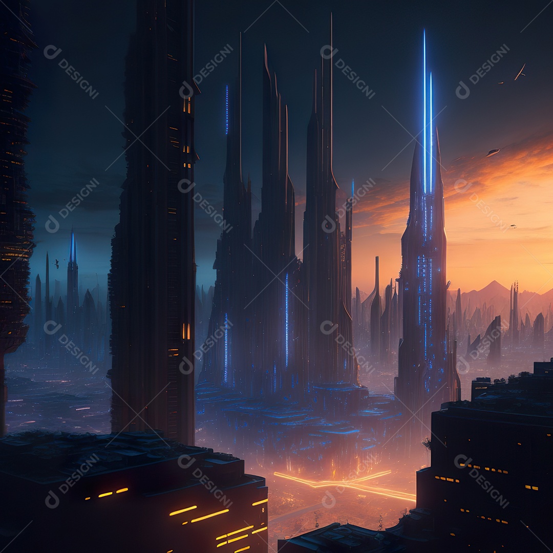 Imagem realista de cidade futuristica