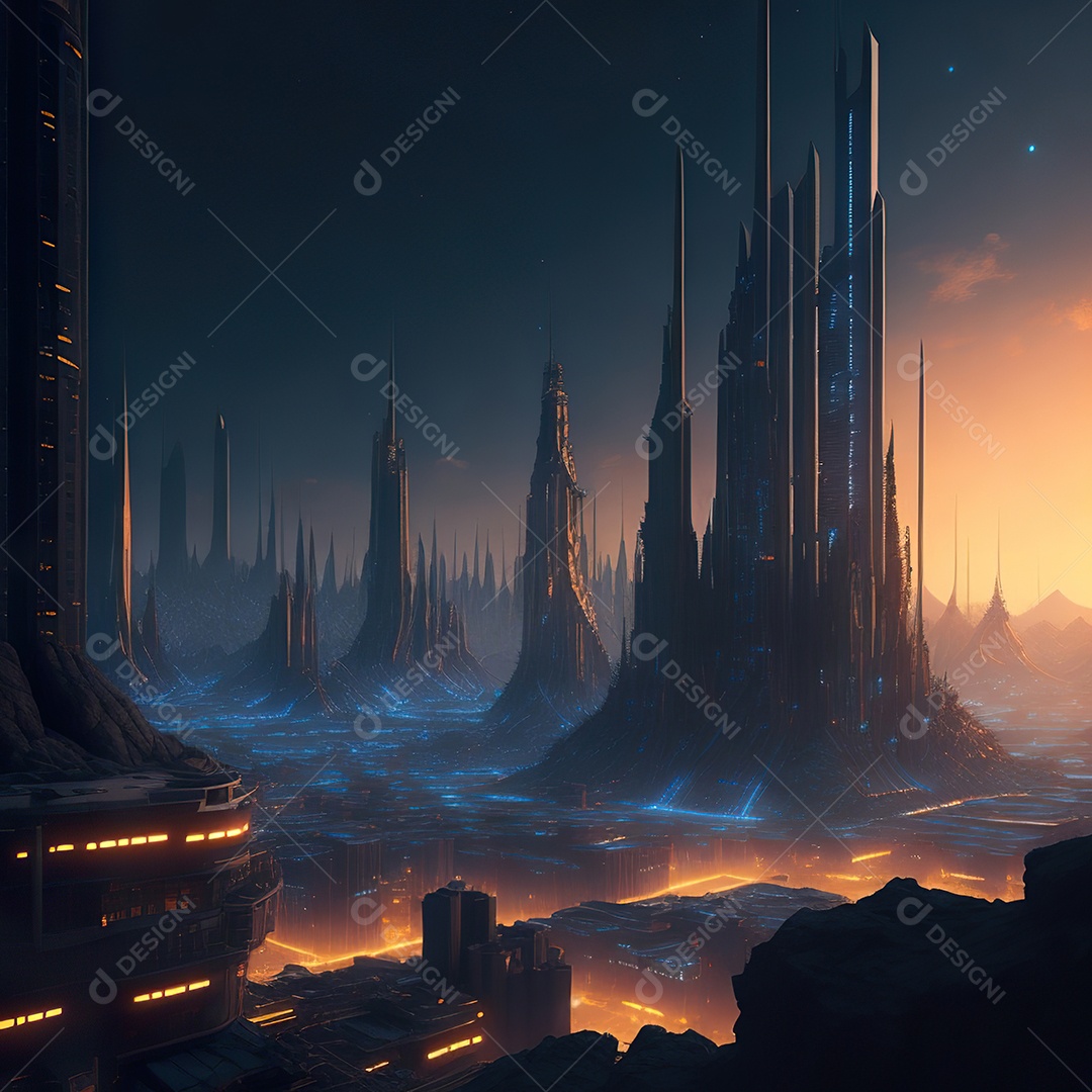 Imagem realista de cidade futuristica