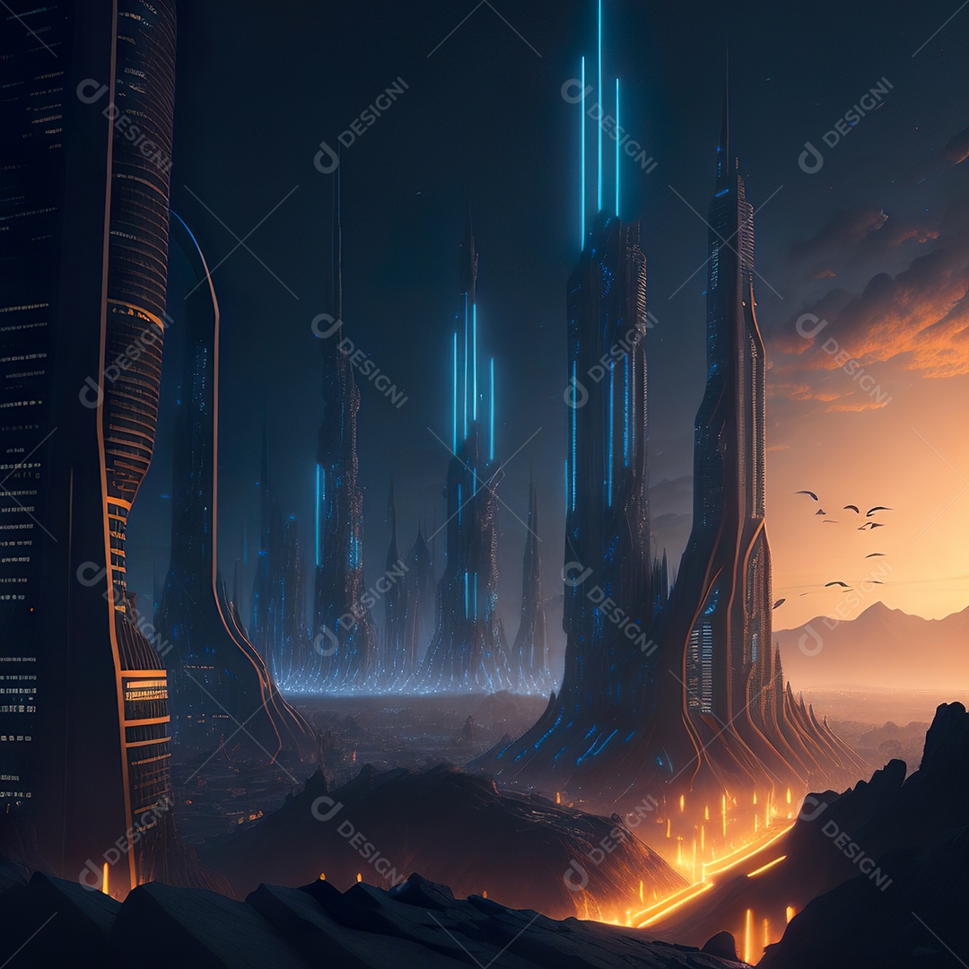 Imagem realista de cidade futuristica