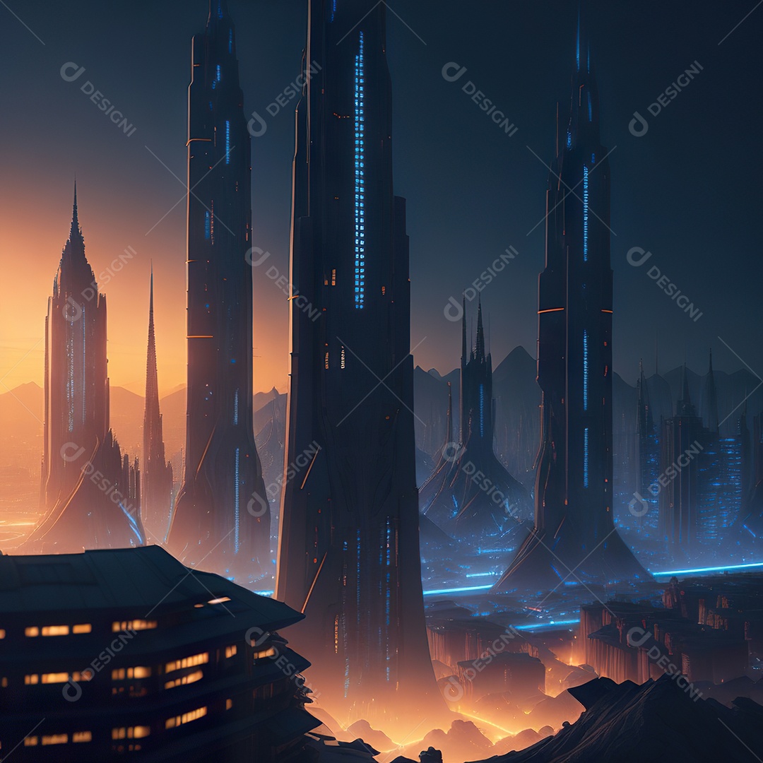 Imagem realista de cidade futuristica