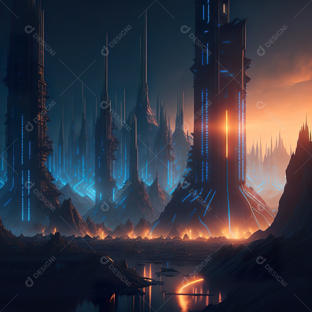 Imagem realista de cidade futuristica