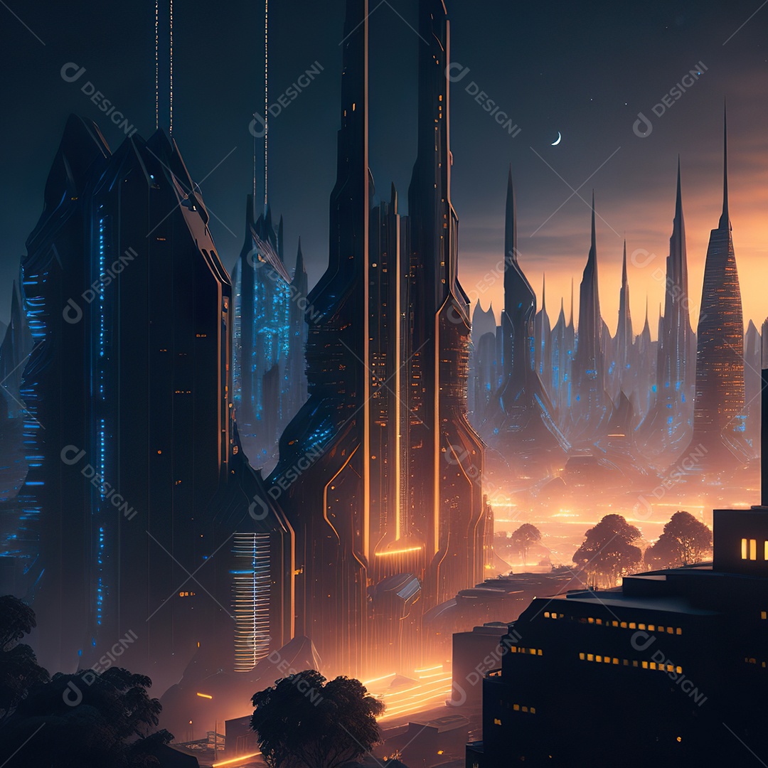 Imagem realista de cidade futuristica