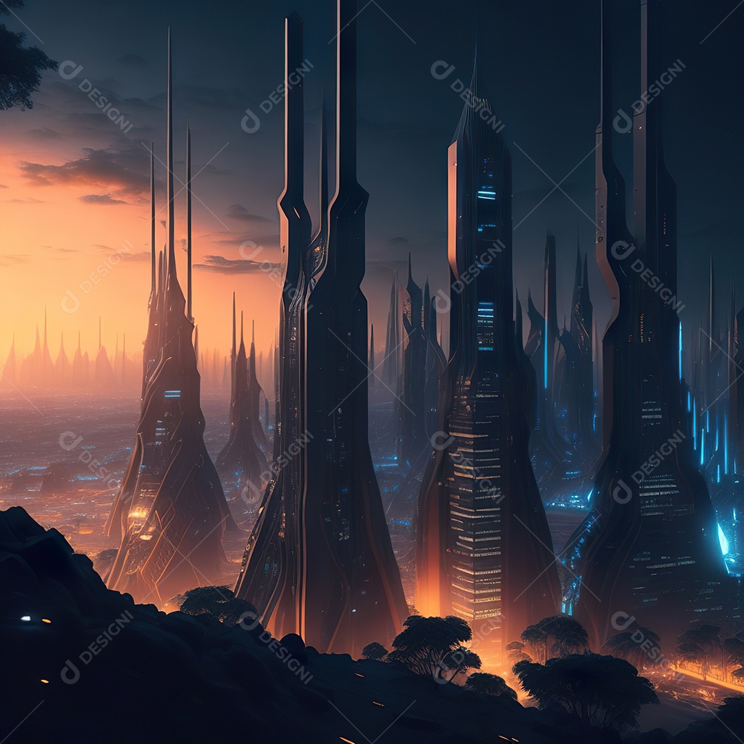 Imagem realista de cidade futuristica