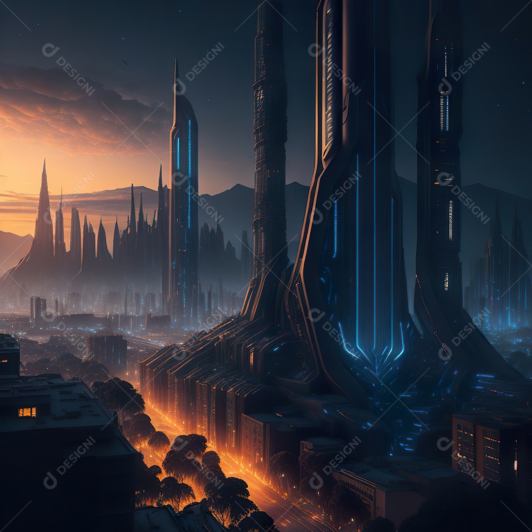 Imagem realista de cidade futuristica