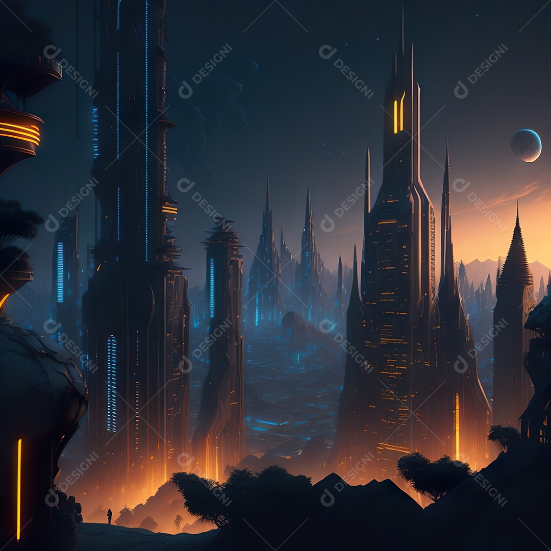 Imagem realista de cidade futuristica