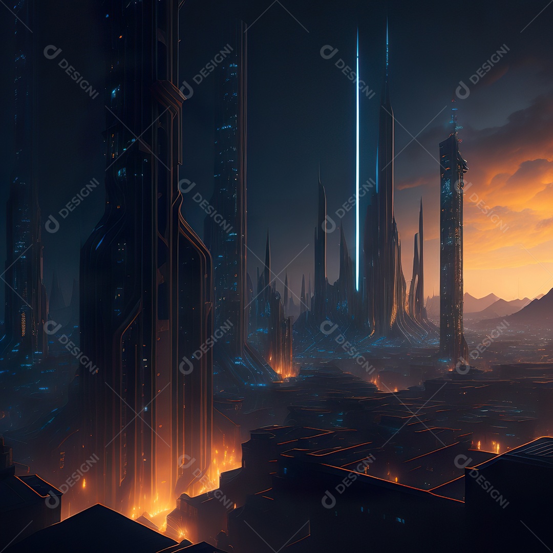 Imagem realista de cidade futuristica