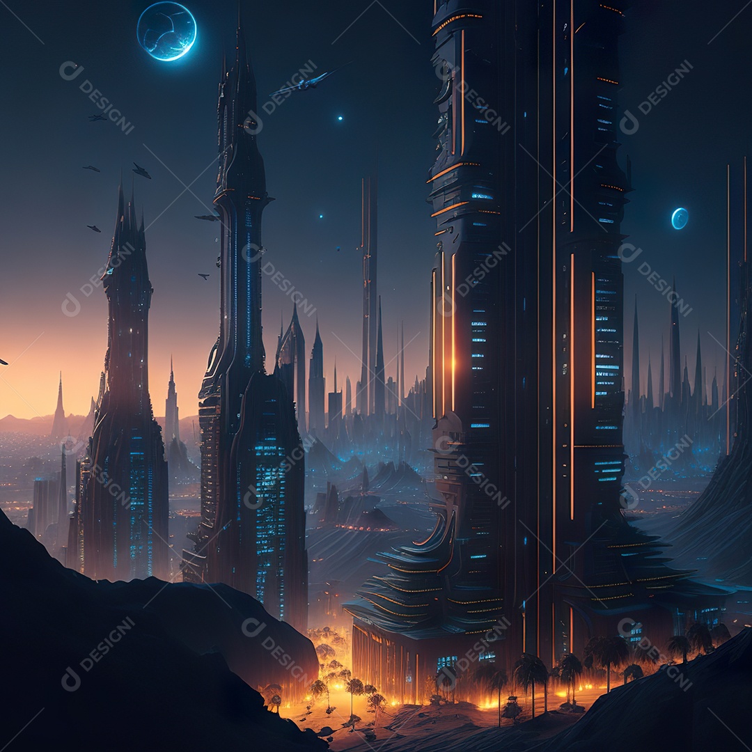 Imagem realista de cidade futuristica