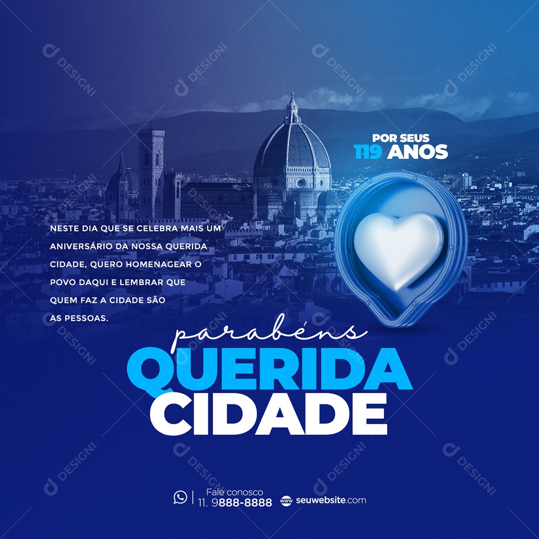Parabéns Cidade Querida Social Media PSD Editável