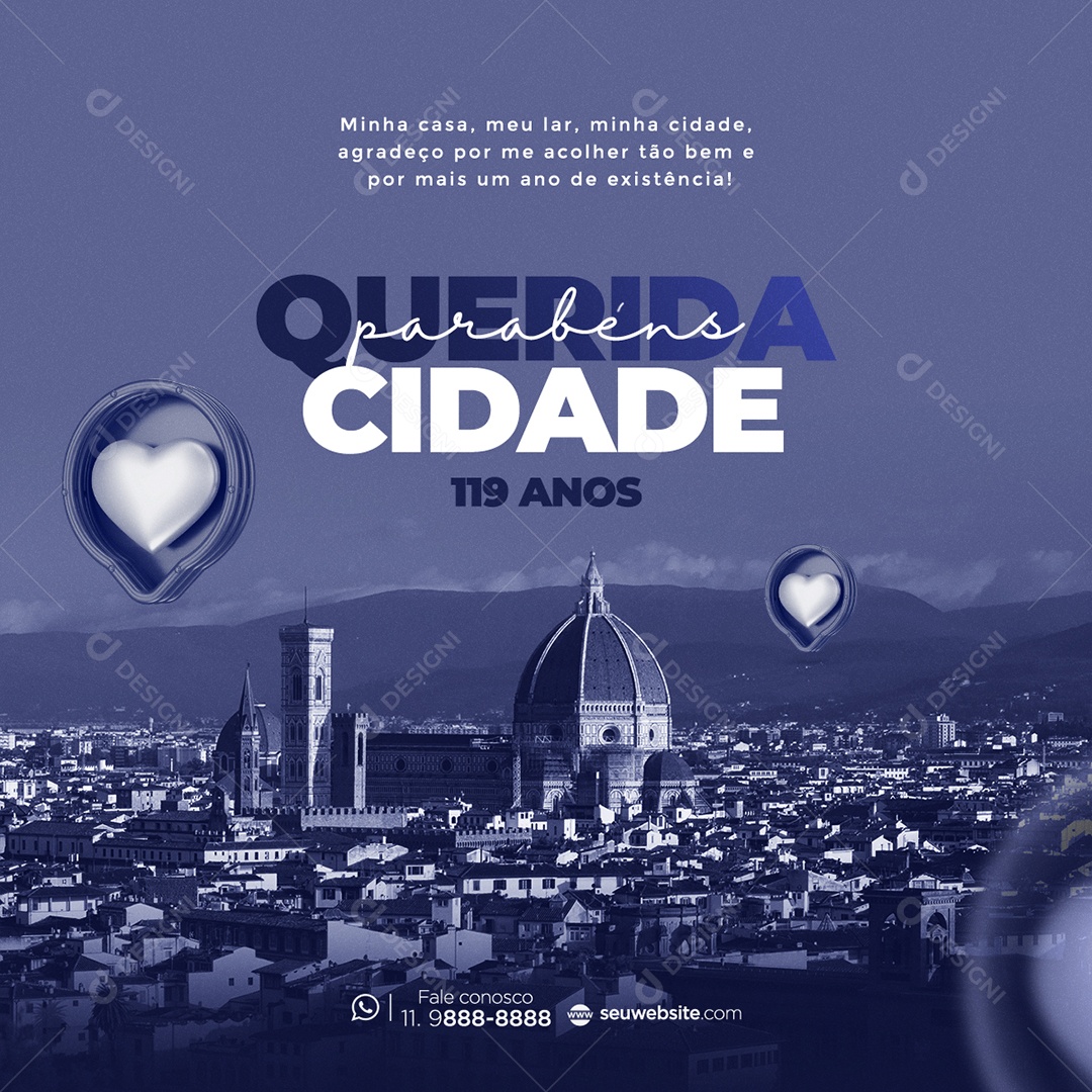 Parabéns Cidade Querida Social Media PSD Editável