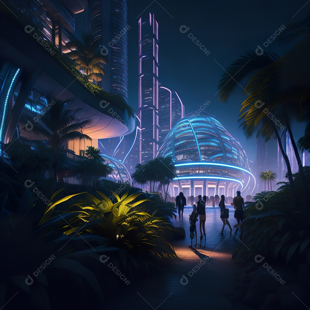 Imagem realista de cidade futuristica