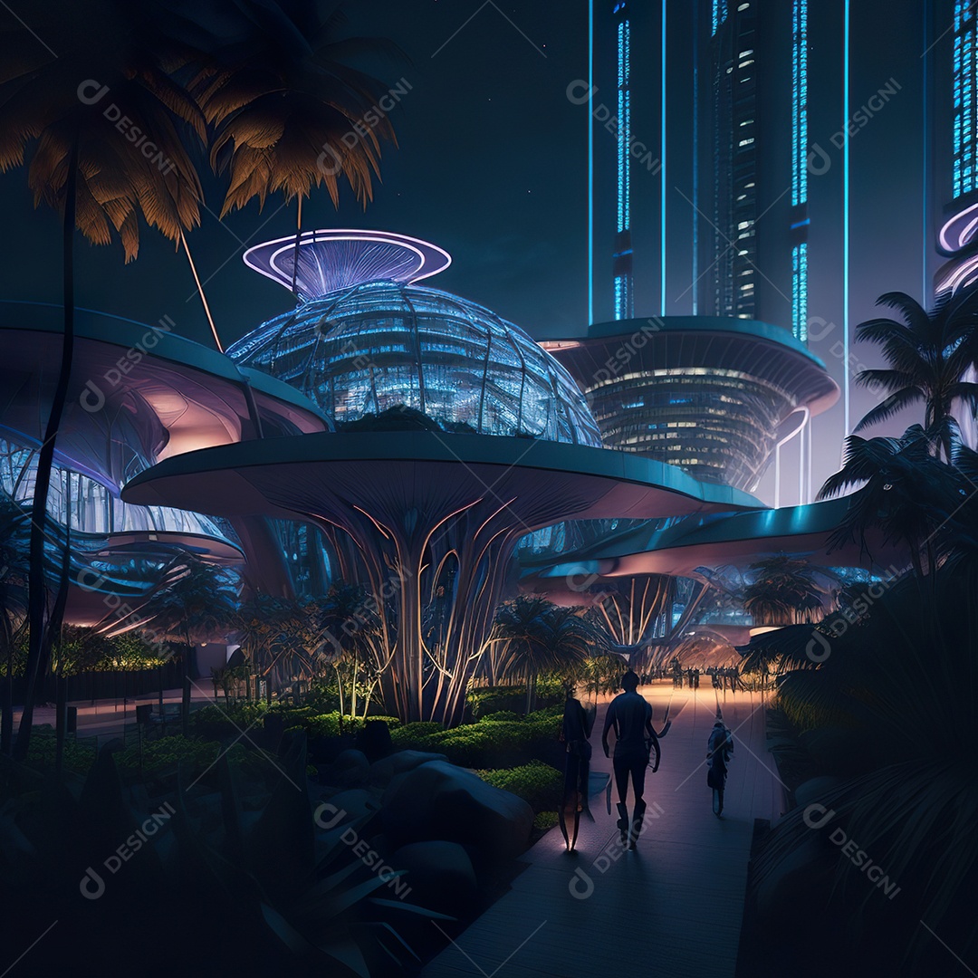 Imagem realista de cidade futuristica