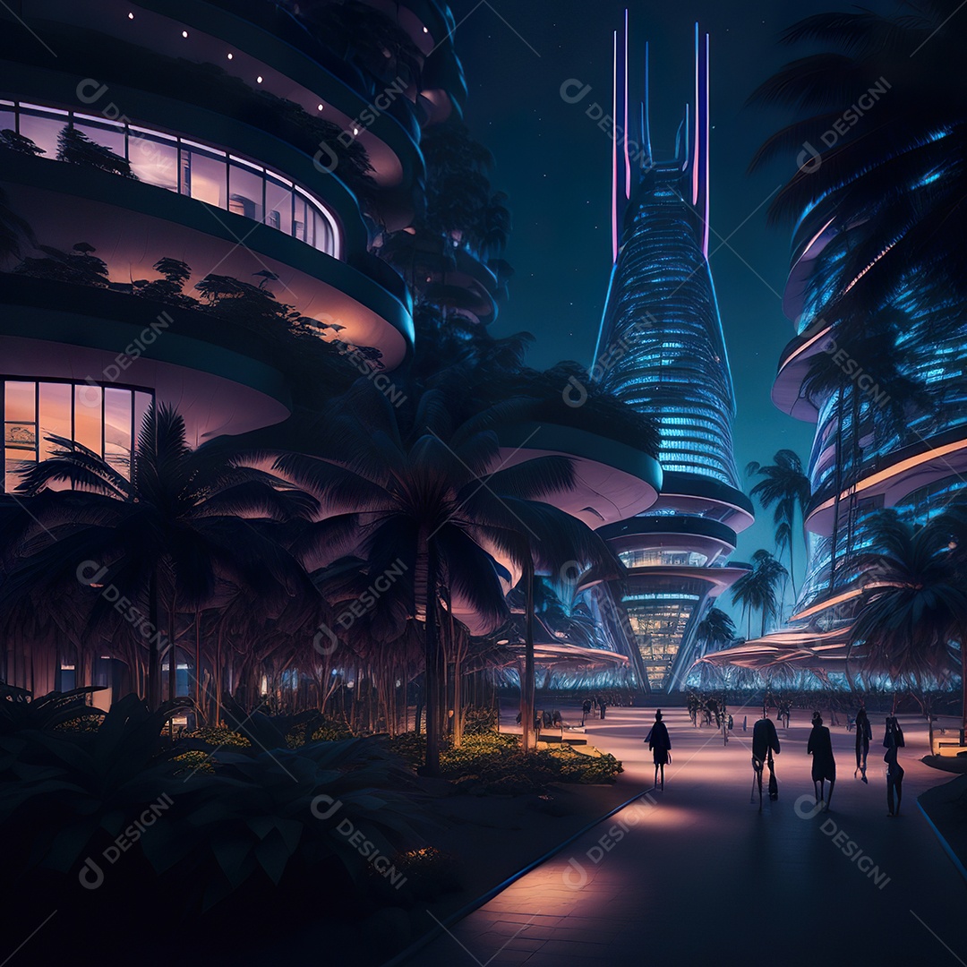 Imagem realista de cidade futuristica