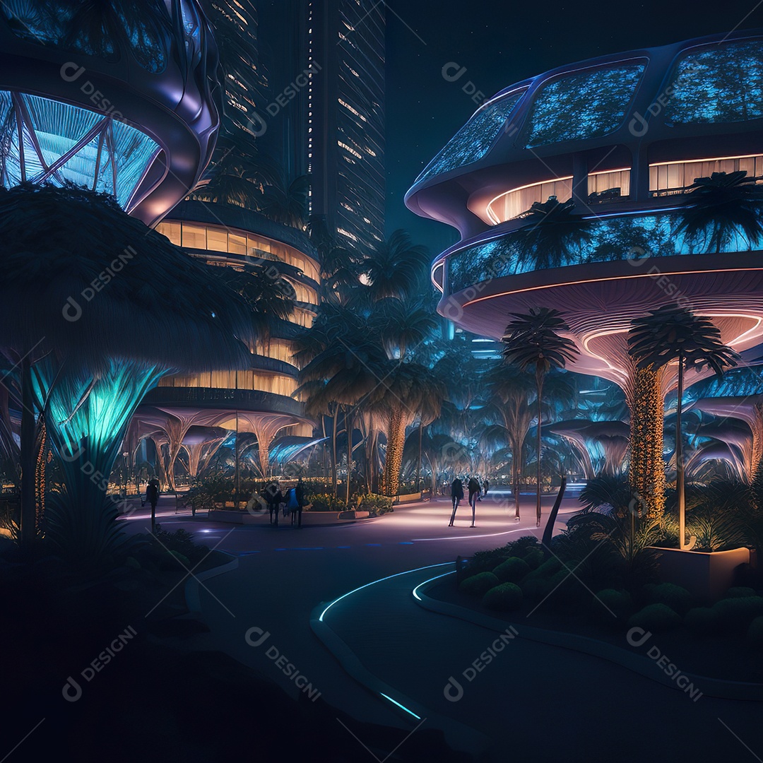 Imagem realista de cidade futuristica