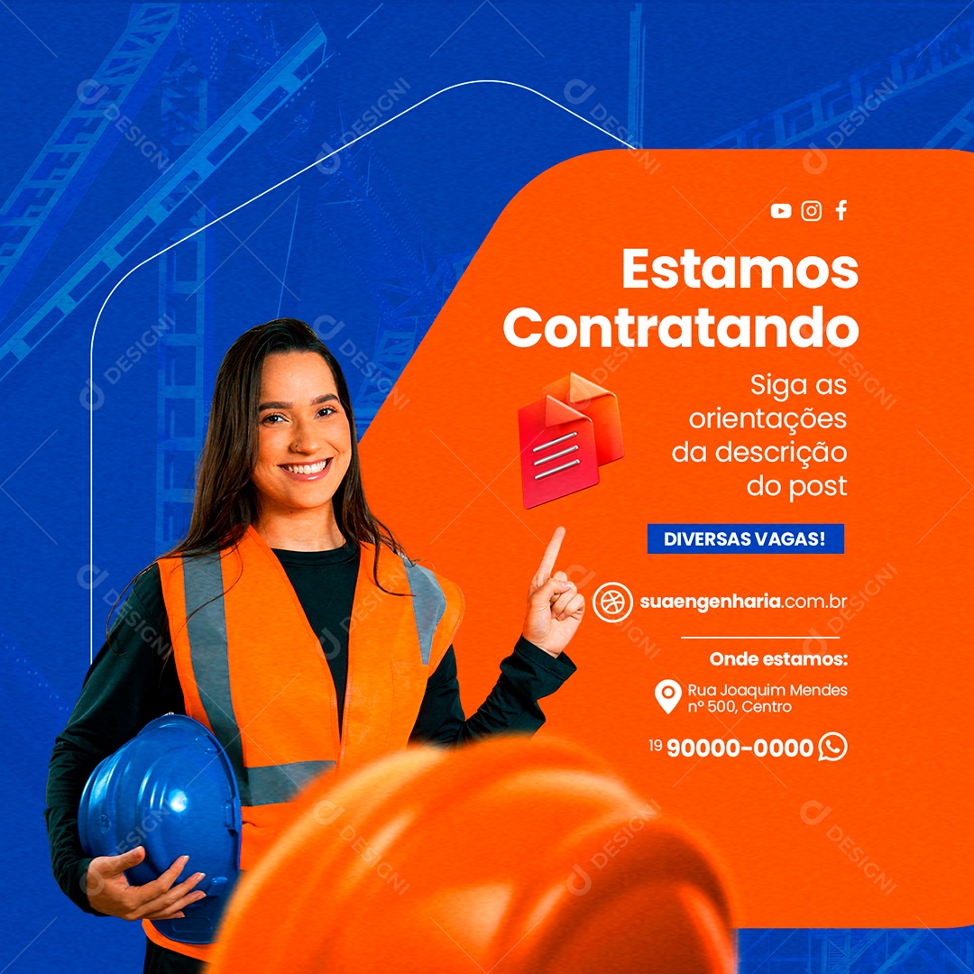 Estamos Contratando Diversas Vagas Vagas De Empregos Engenharia Social Media PSD Editável