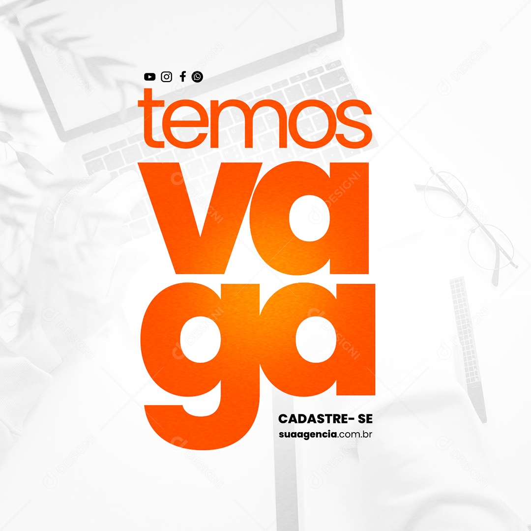 Temos Vaga Cadastre-Se Vagas De Empregos Social Media PSD Editável