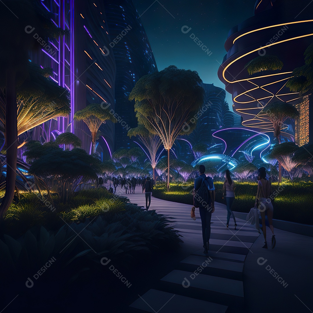 Imagem realista de cidade futuristica