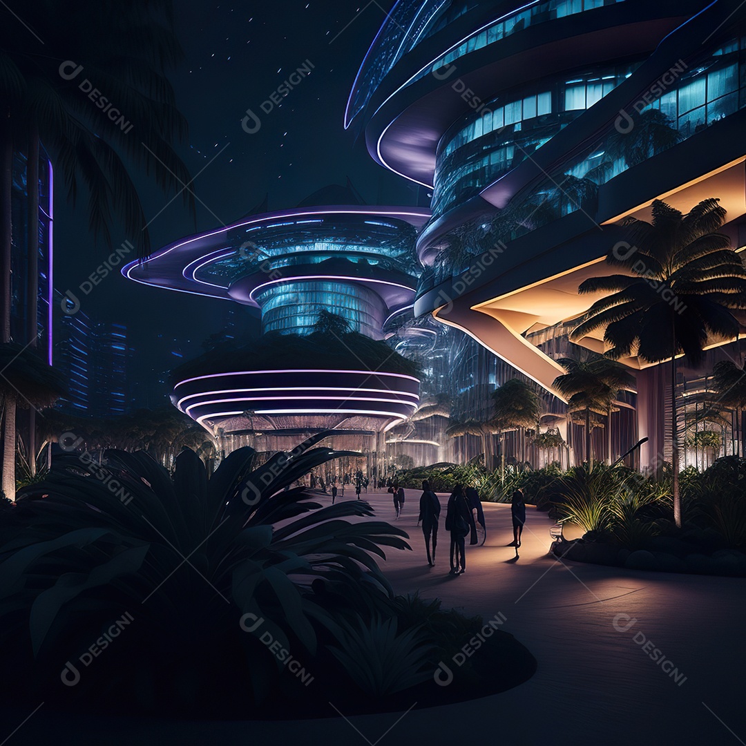 Imagem realista de cidade futuristica