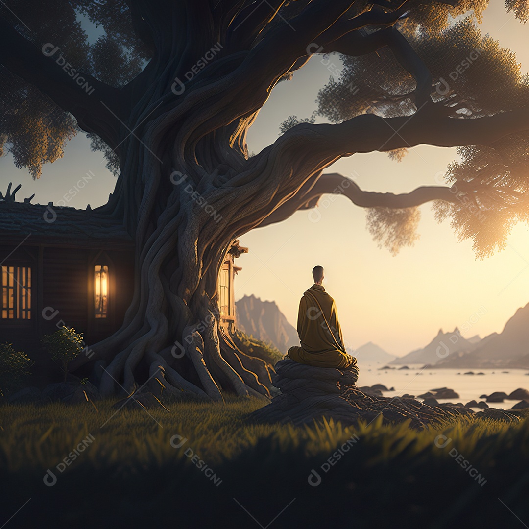 Imagem realista pessoa meditando