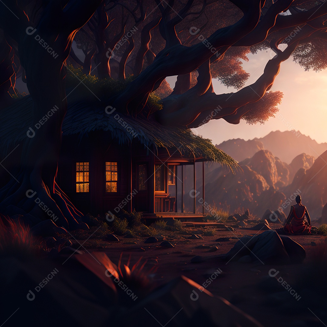 Silhueta de pessoa meditando