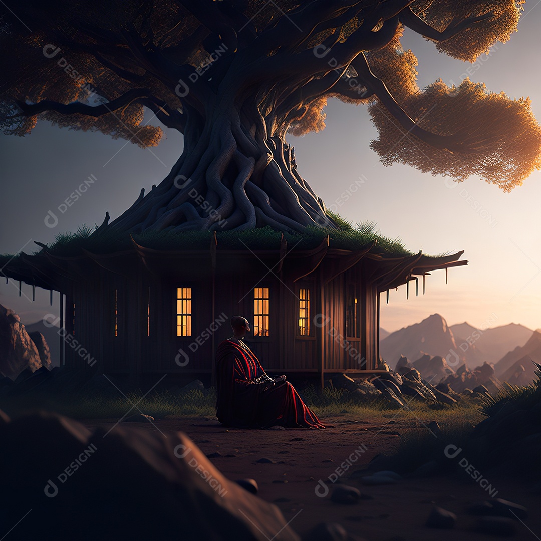 Silhueta de pessoa meditando