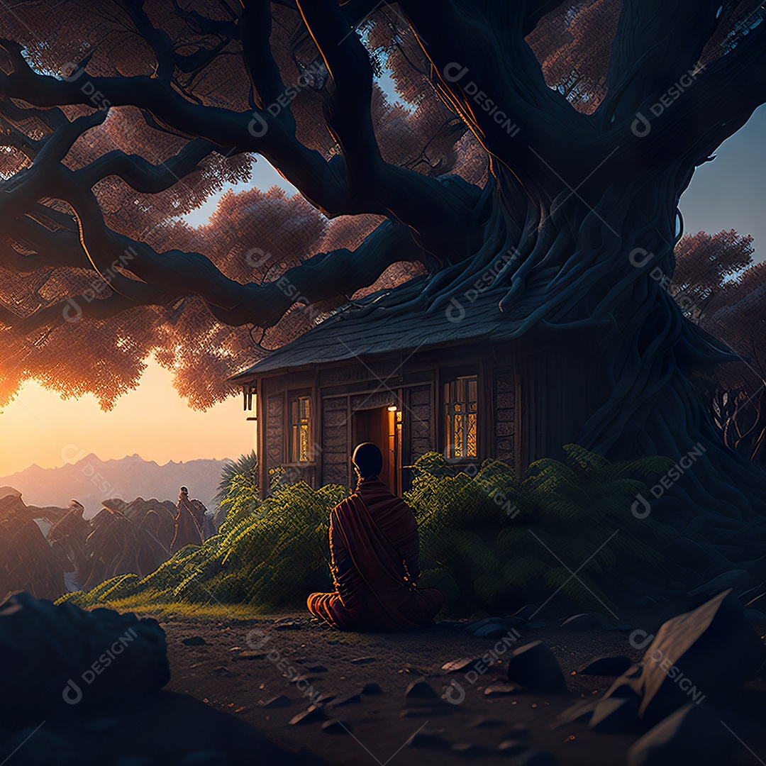 Silhueta de pessoa meditando